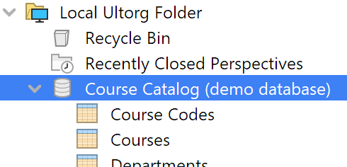 Folder Hierarchy showing expanded Course Catalog data source